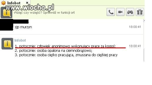 Infobot na gg "sjp murzyn"