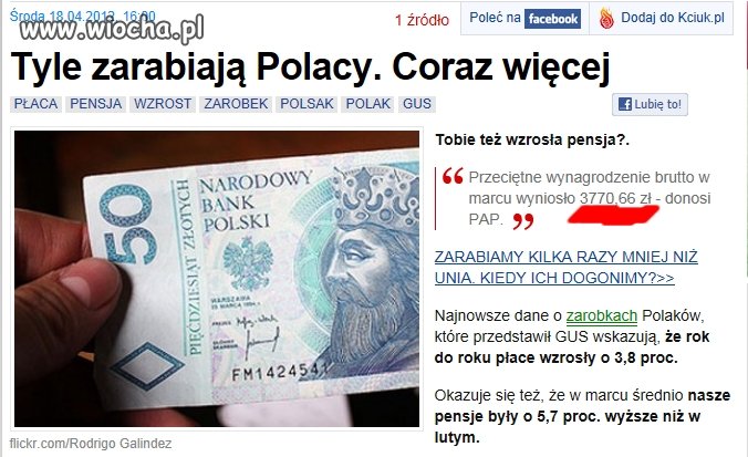 Tyle zarabiają Polacy.