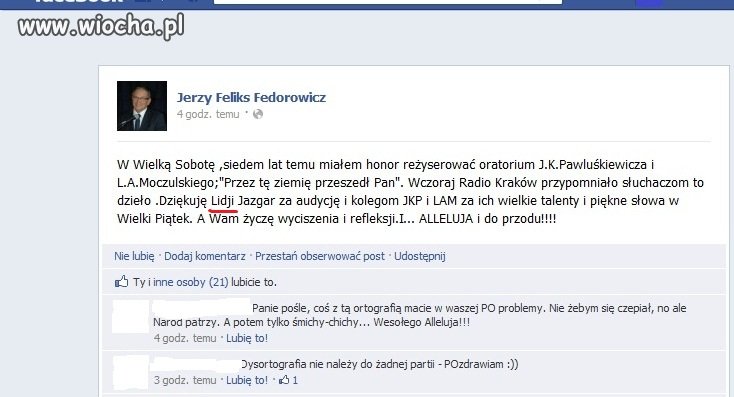 Kolejny spec od ortografii w PO