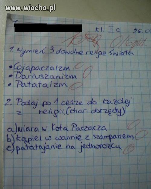 O takich "religiach" jeszcze nie słyszałem...