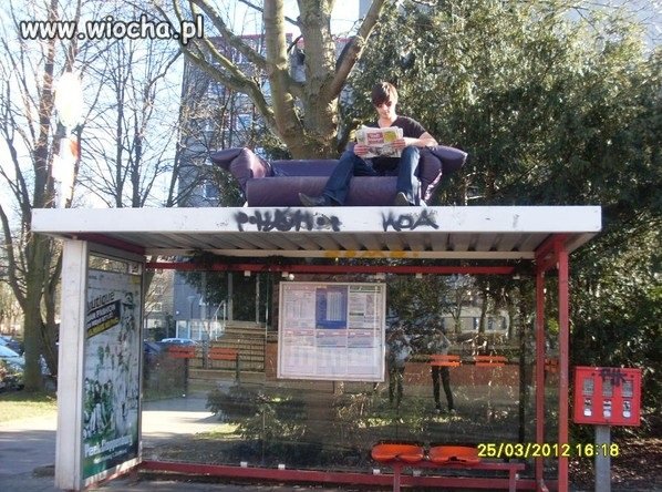 Tak też można czekać na autobus