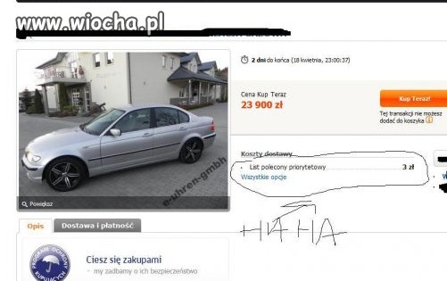 Sprzeda fajne BMW za 3 złote wyśle listem 