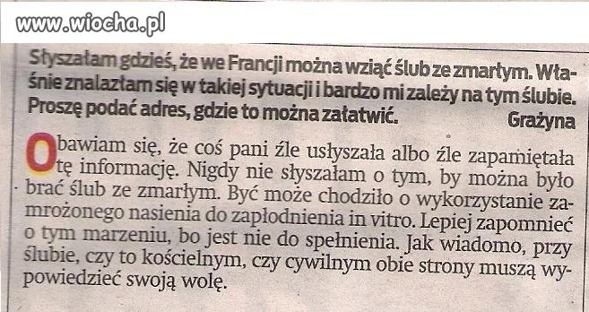Ślub ze zmarłym?