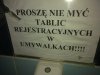 Proszę nie myć tablic Rejestracujnych w umywalkach