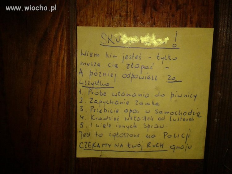 Ostrzeżenie na drzwiach piwnicy