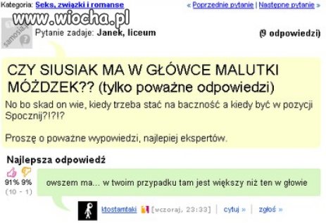 Czy siusiak ma móżdżek?