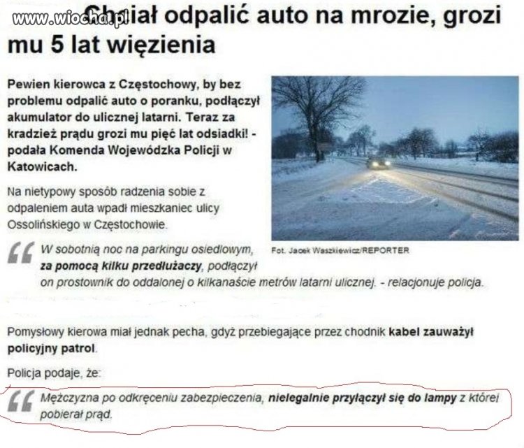 Podłączył się do latarni