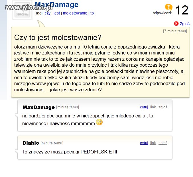 Chwalić sie pedofilią