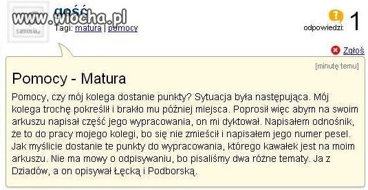 Bo koledze brakło miejsca na maturze