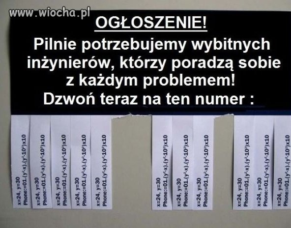 Ogłoszenie dla bystrych