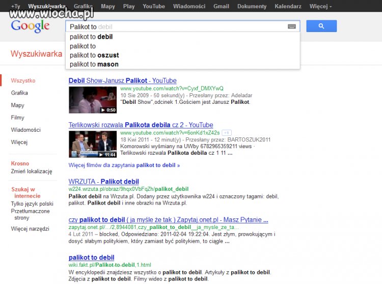 Palikot według Google