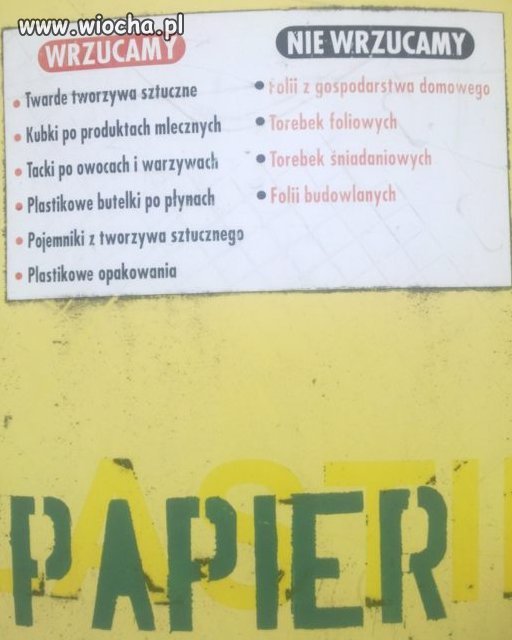 Kontenet do segregacji - na papier a wrzucamy co?