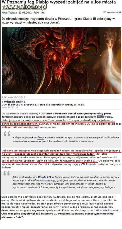 Fan diablo... wyszedł zabijać..