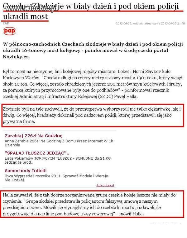 Złodzieje ukradli 10tonowy most...