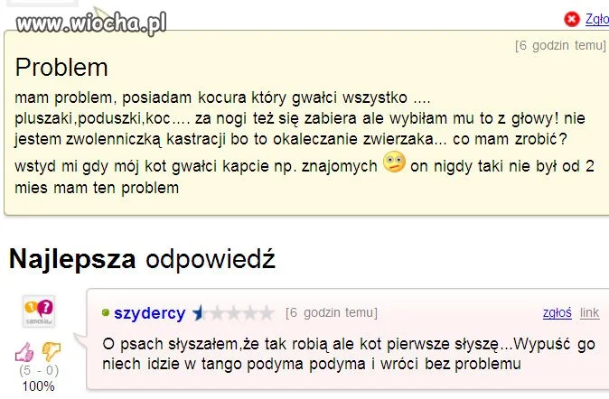 Niech  podyma i mu przejdzie haha 
