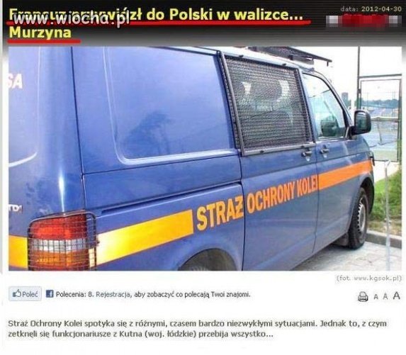 Przemycił w walizce murzyna...