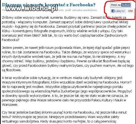 Dlaczego nie warto korzystać z facebooka..