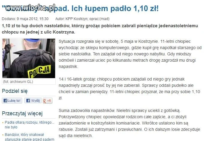 Ukradli 1,10 zł