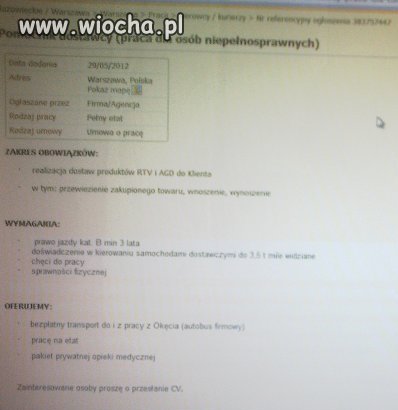 Praca dla niepełnosprawnego