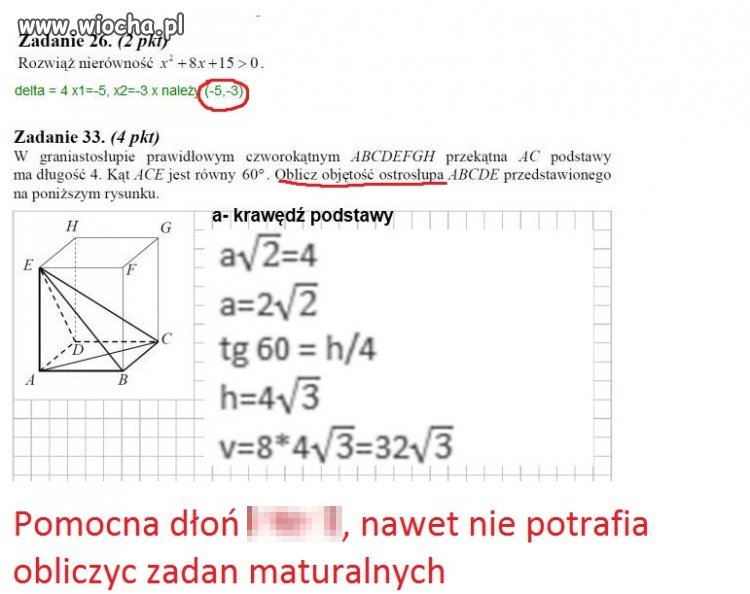 Pewien portal oblicza zadania maturalne z matmy