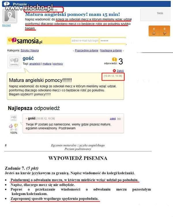 Tegoroczna Matura... jest jedną wielką wiochą
