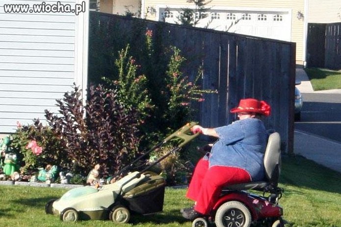 Big mama kosi trawę