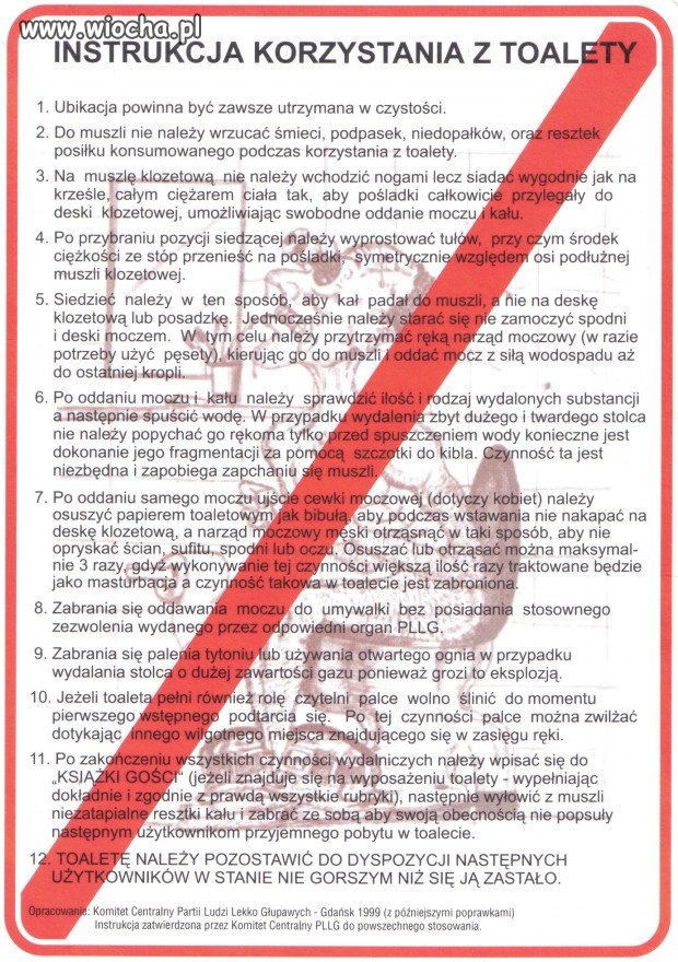 Instrukcja korzystanie z toalety