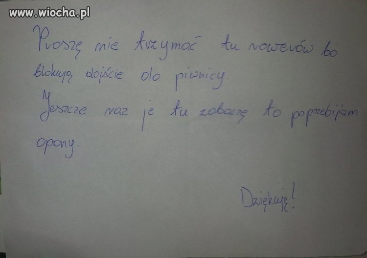 Życzliwość sąsiadów po trzymaniu roweru przez 2dni