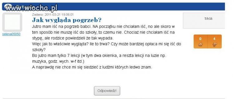 Na pogrzeb czy do szkoły?