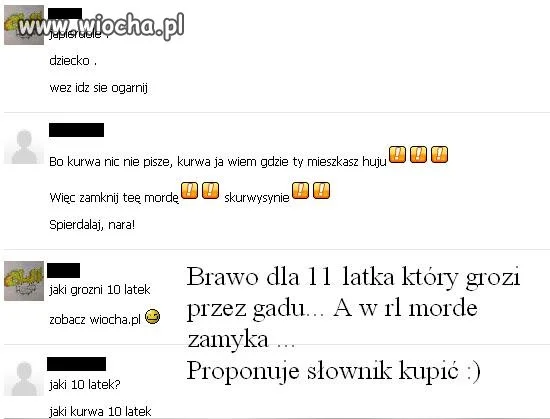 Dziecko grozi przez Gadu-Gadu