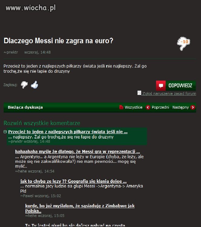 Dlaczego Messi nie zagra na euro?