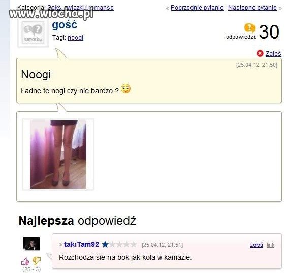 Ładne te nogi? Czy nie bardzo?