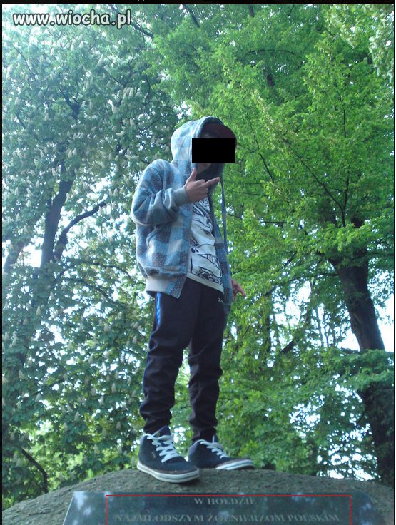 Zdjęcie z paluszkiem na pomniku...