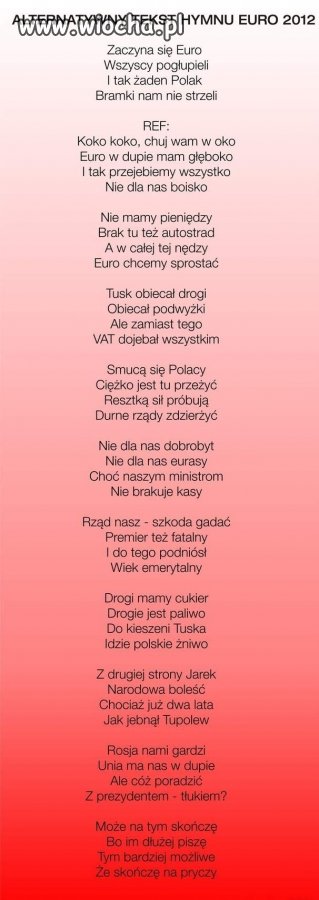 Alternatywny tekst hymnu euro 2012