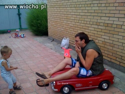 Ciągnie tata