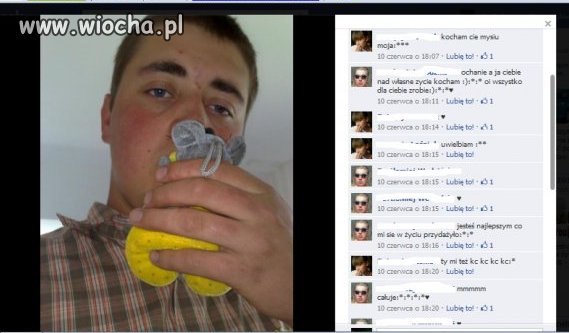 O to prawdziwy facet i jego maskotka