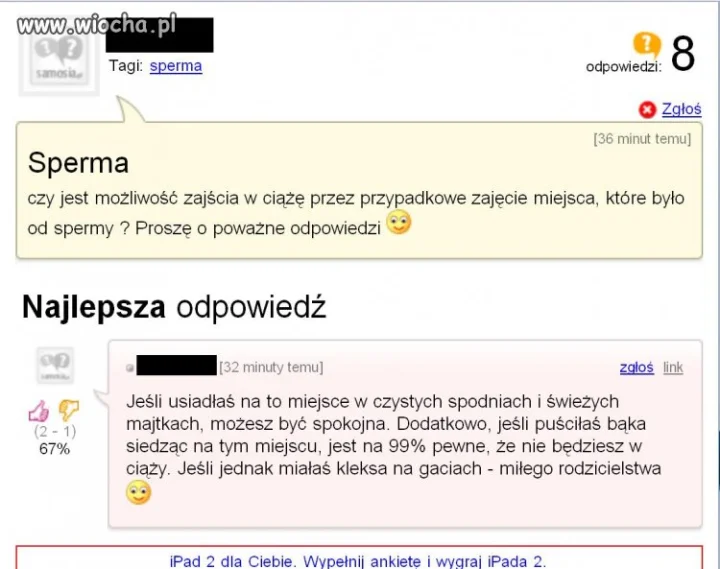 Miejsce od spermy? WTF?