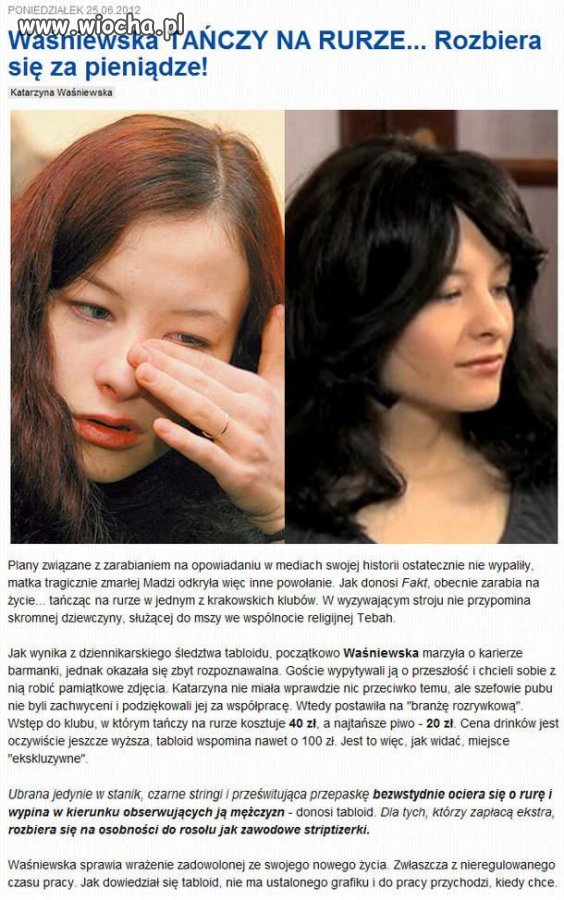 Waśniewska tańczy na rurze