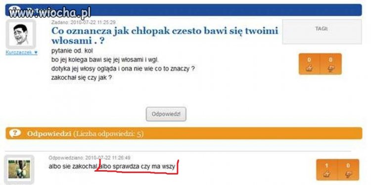 Czemu kolega koleżanki dotyka ogląda jej włosy...