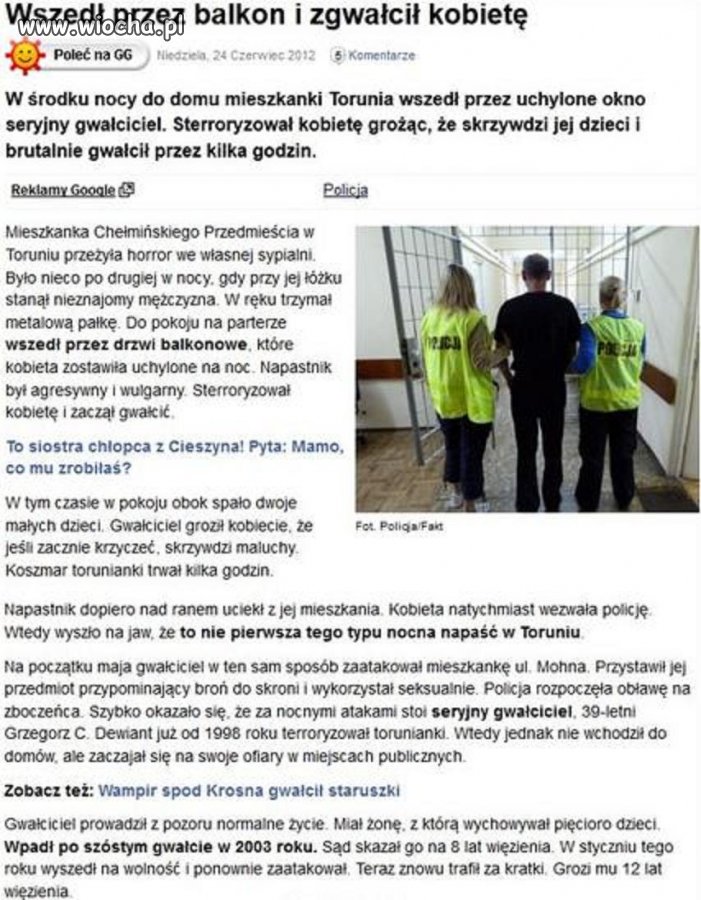 Wszedł przez balkon i przez kilka godzin brutalnie