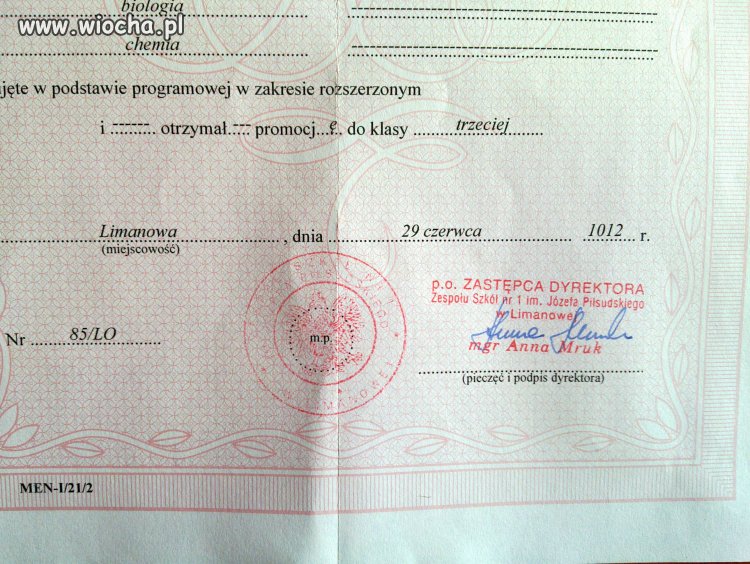 Moje świadectwo... z XI wieku.