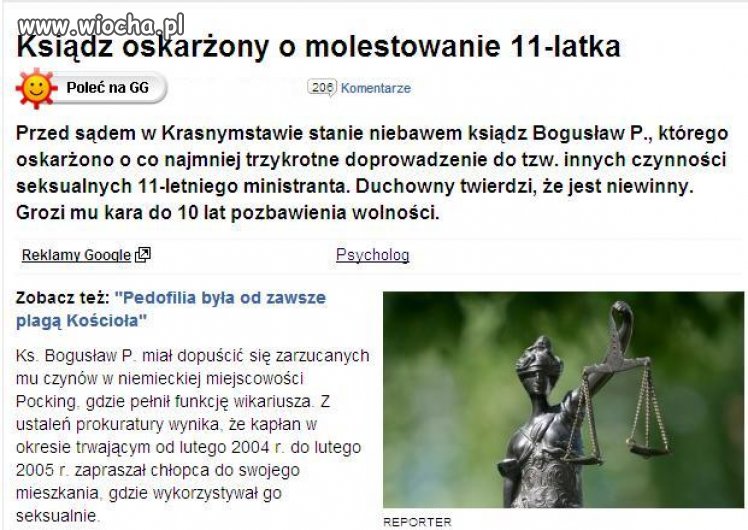 Ksiądz oskarżony o molestowanie 11-latka 