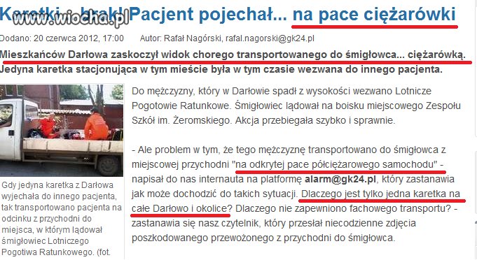 Pacjent na pace ciężarówki