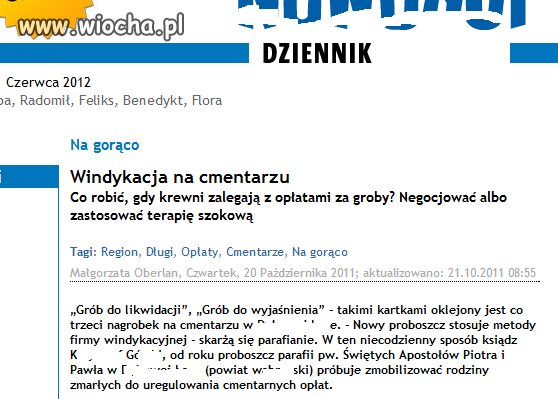 Windykacja na wiejskim cmentarzu.