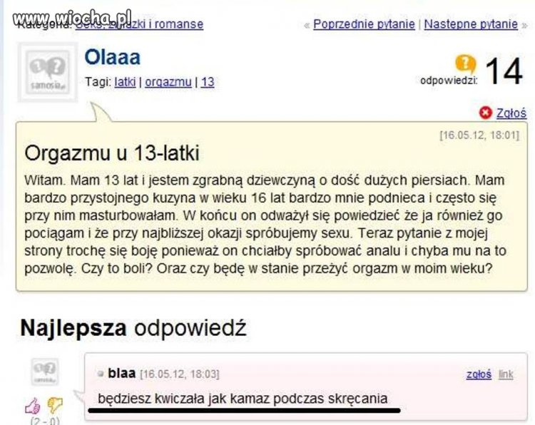 Ola13latka pyta...kazirodztwo i sex w wieku 13lat.