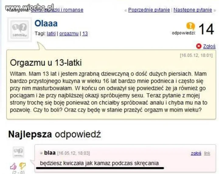 Ola13latka pyta...kazirodztwo i sex w wieku 13lat.