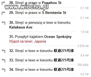 Droga z Los Angeles do Tokio wg. Google Maps