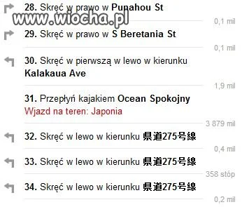 Droga z Los Angeles do Tokio wg. Google Maps