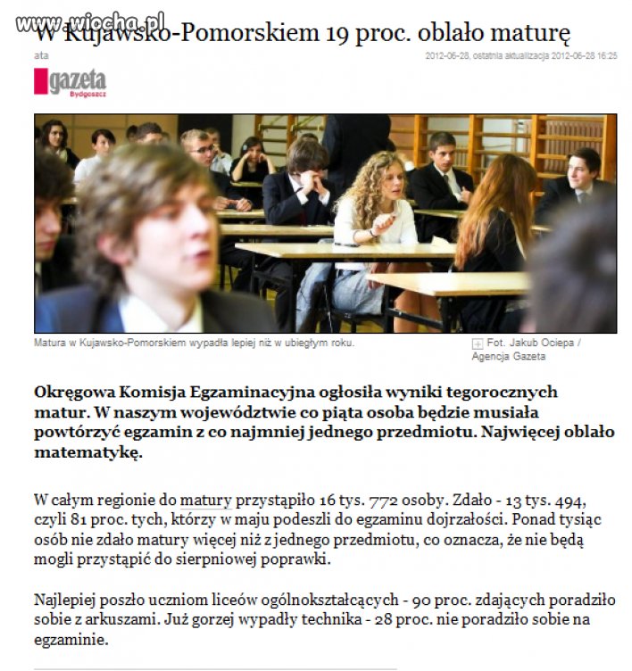 Mimo, iż matura z roku na rok coraz łatwiejsza.