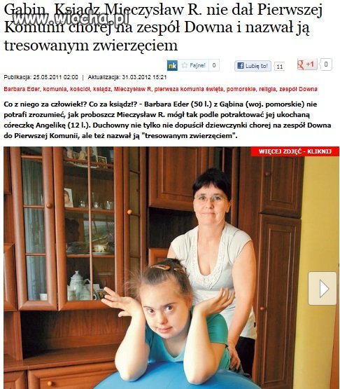 Ksiądz nazwał chorą... tresowanym zwierzęciem!!!